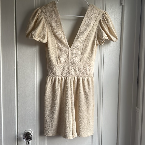 Zara Cream embroidered romper jumpsuit - Picture 5 of 7